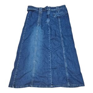 VTG Faded Glory Stretch, Dark Wash, Dark Stone Long Denim Maxi Skirt, Size 10